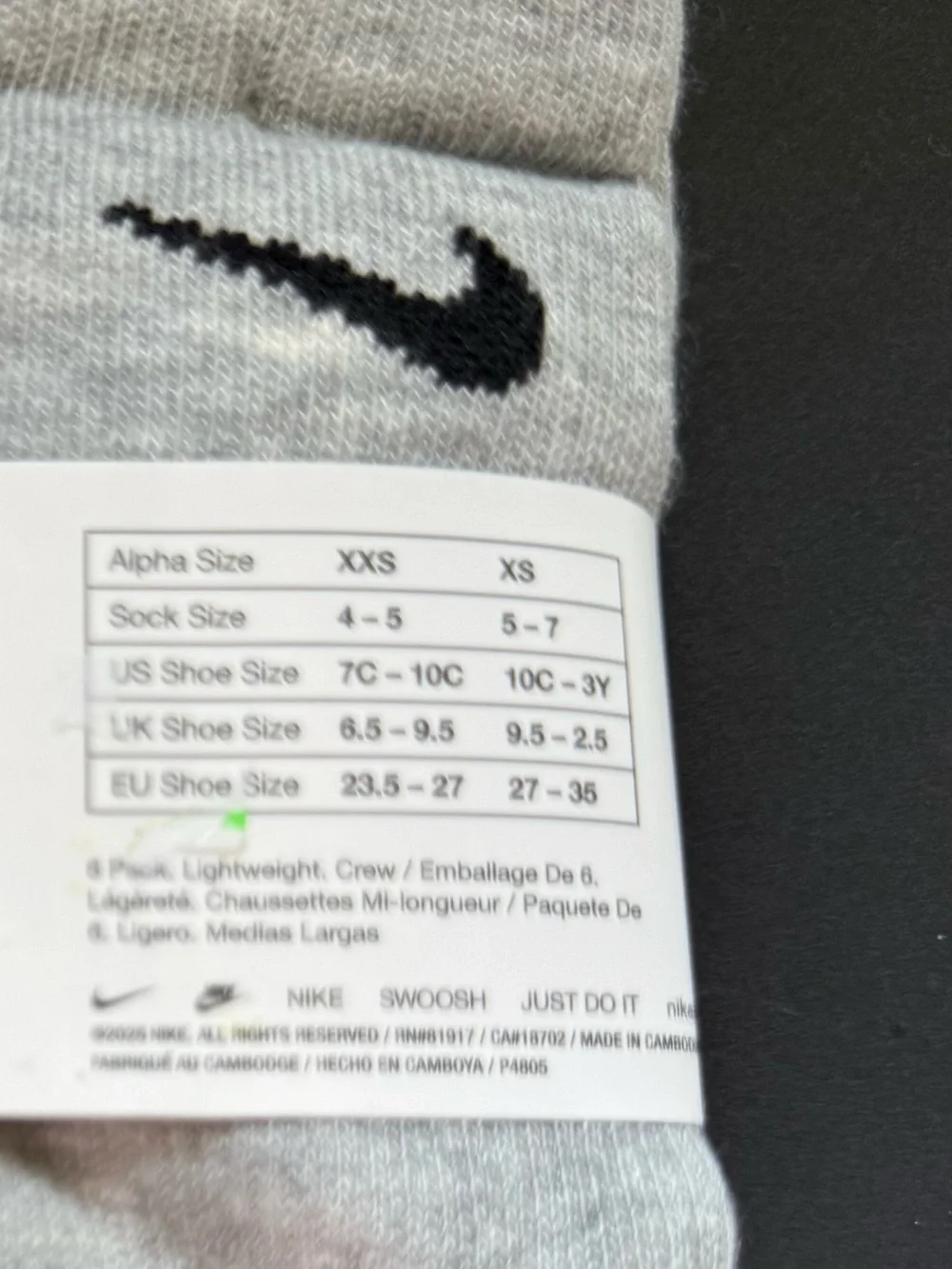 New Nike Toddler Little Kid Crew Socks 2 packs Size: 7c - 10c